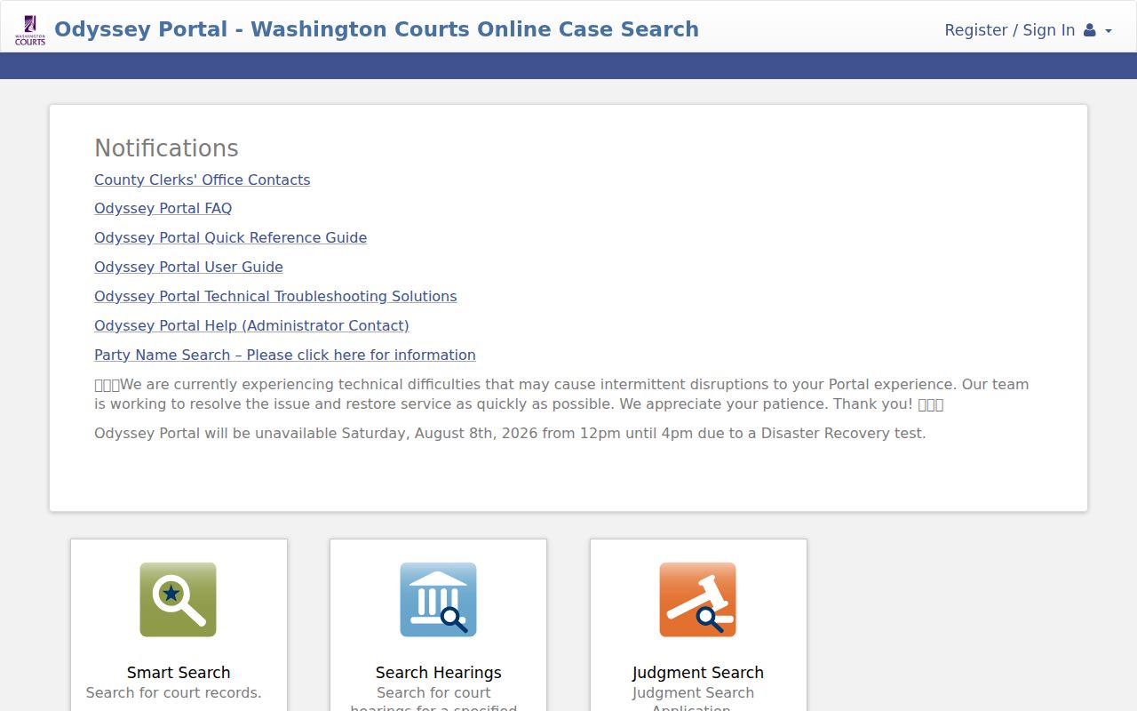Yakima County public records Odyssey court portal