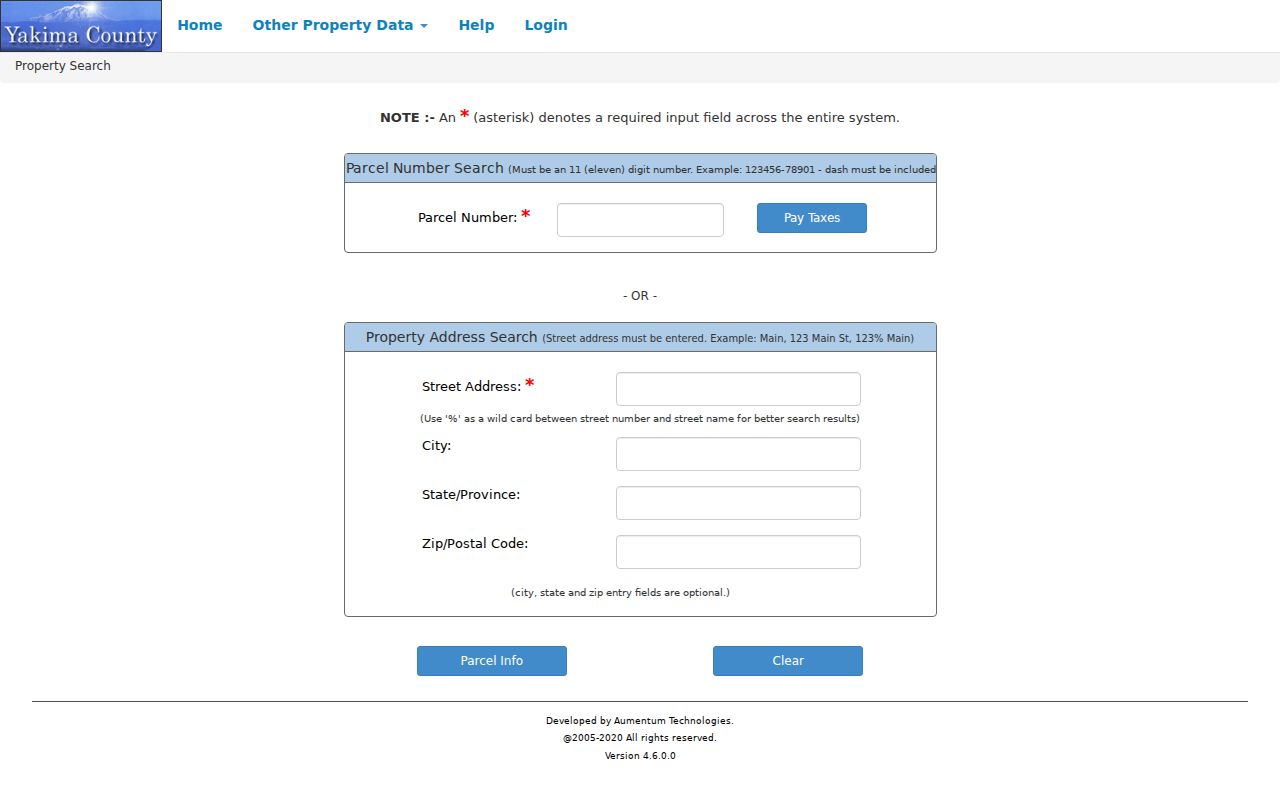 Yakima County people search Ascend parcel form