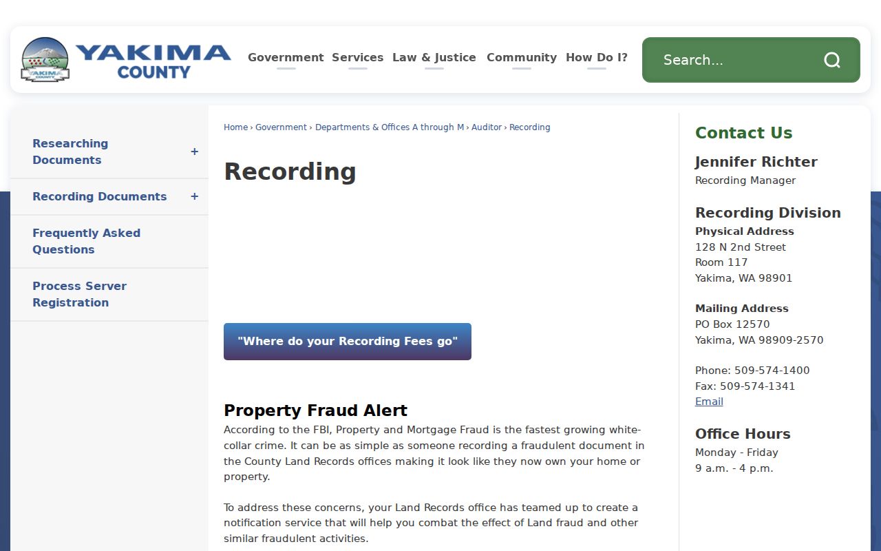 Yakima County people search recording office access